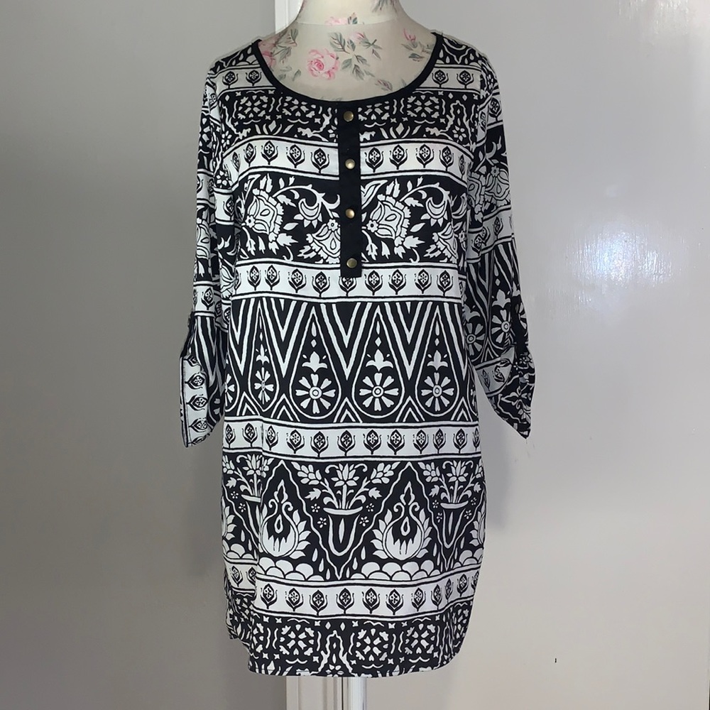 PRETTY GOOD•Black and white print dress•SM